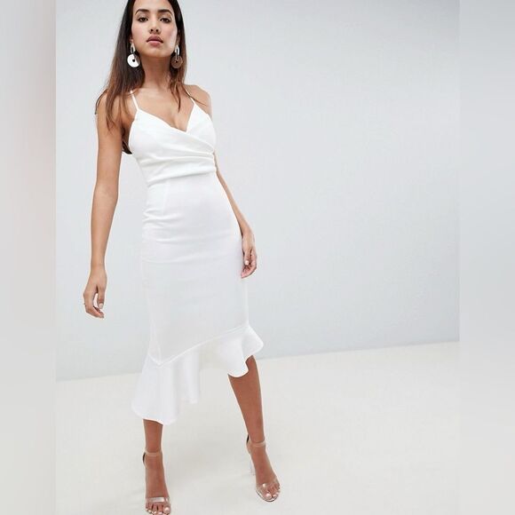 ASOS DESIGN Scuba Cami Pephem Midi Dress Sz.4 - Picture 5 of 11